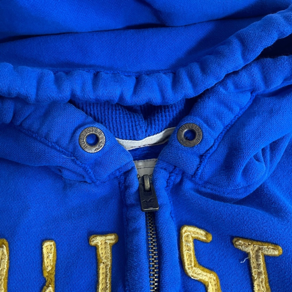 Hollister Cali Logo Full Zip Fleece Hoodie Long Sleeve Mens XL Blue READ - Picture 4 of 8